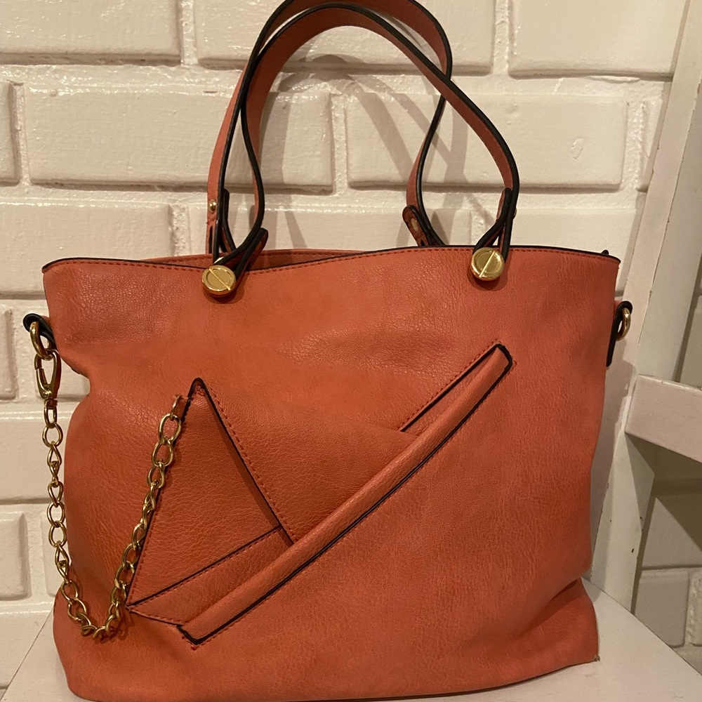 Pink purse with attached wallet